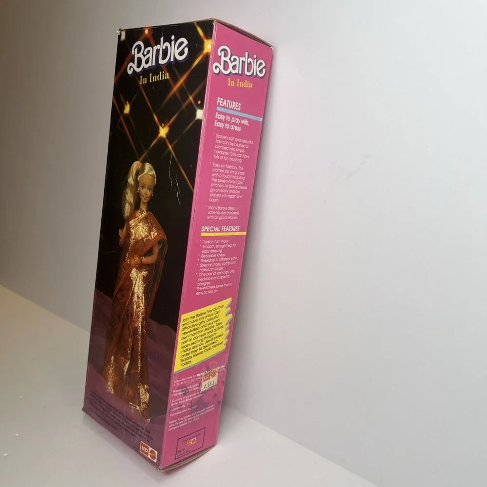 1993 Barbie in India #9910 Brunette Yellow Sari LEO Mattel NIB Vintage